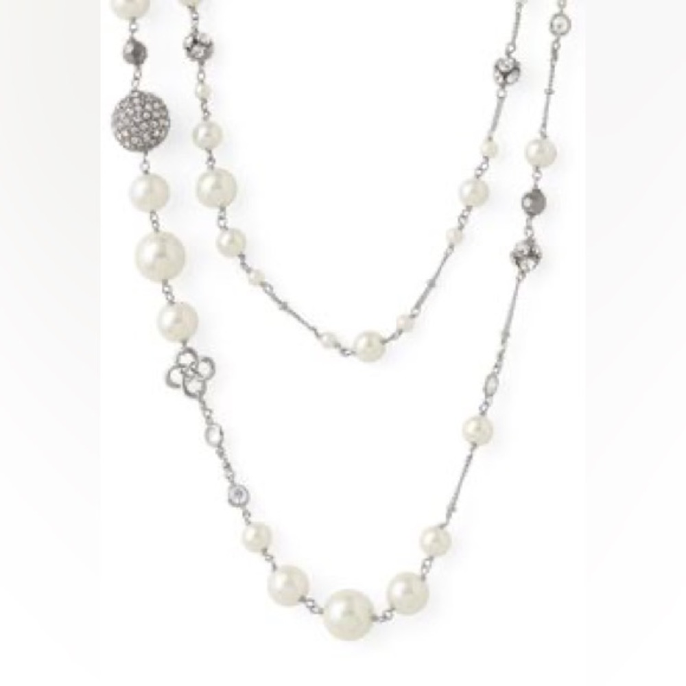 Stella & Dot Silver and White Pearl Necklace